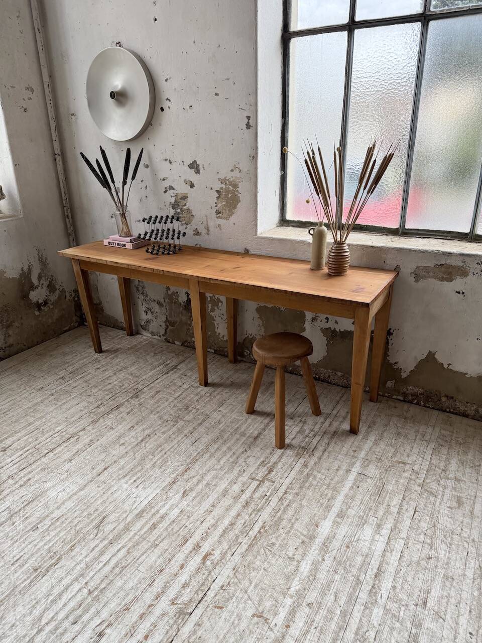 Oak and pine farmhouse console table