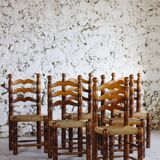 Set of 6 Dudouyt style chairs, 1950
