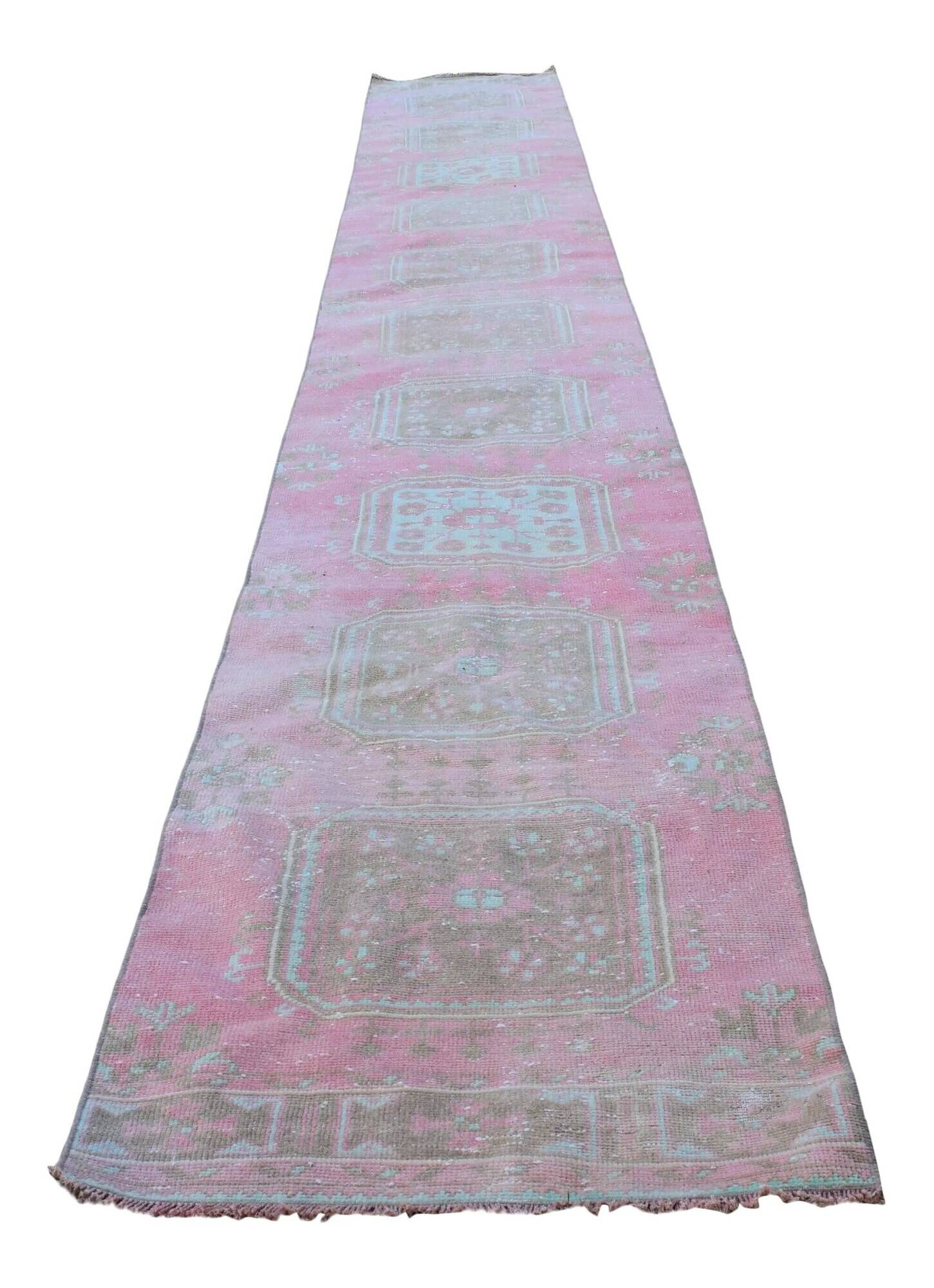 Vintage Turkish hallway rug 88x680 cm