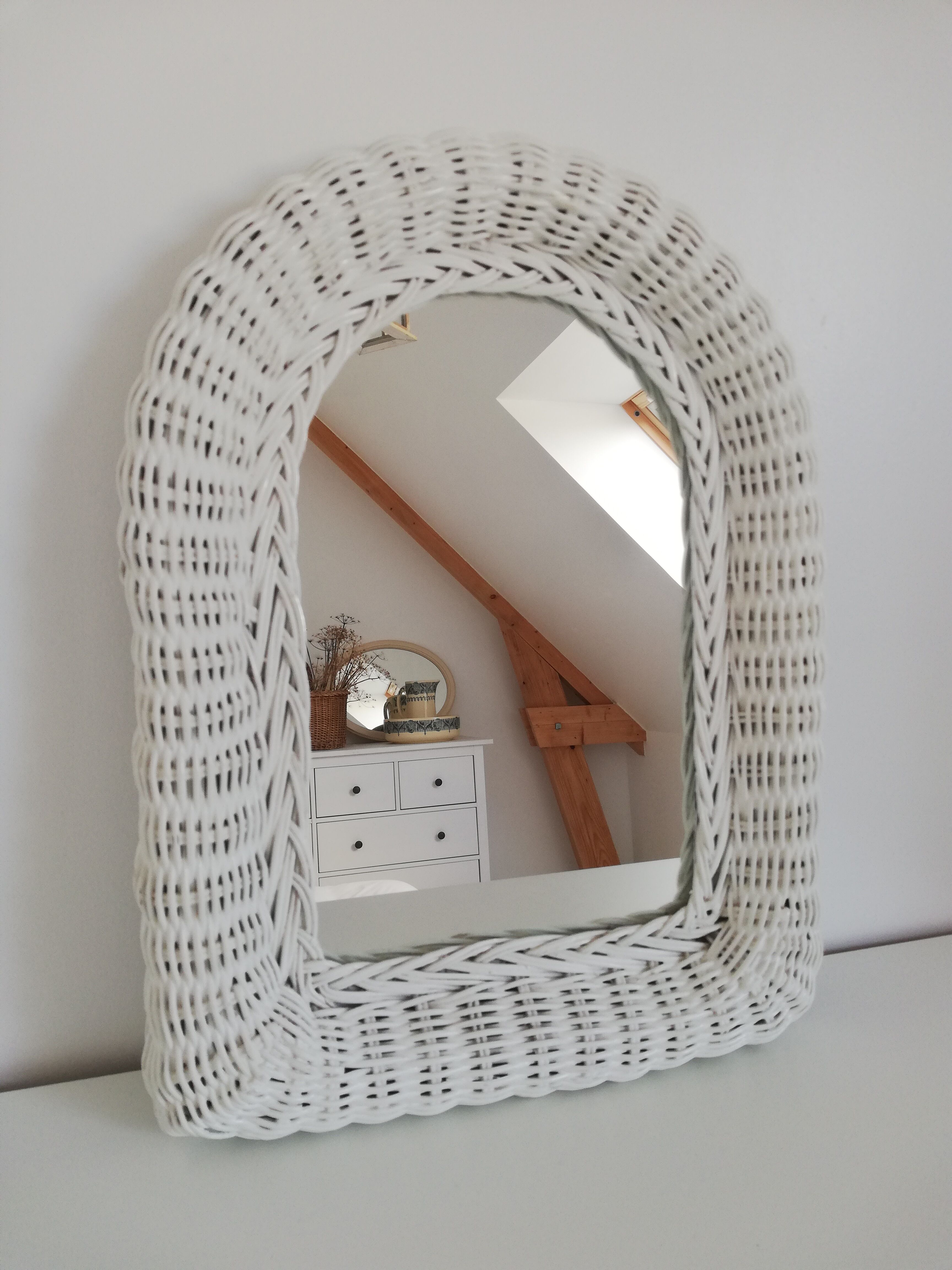 Vintage wicker mirror