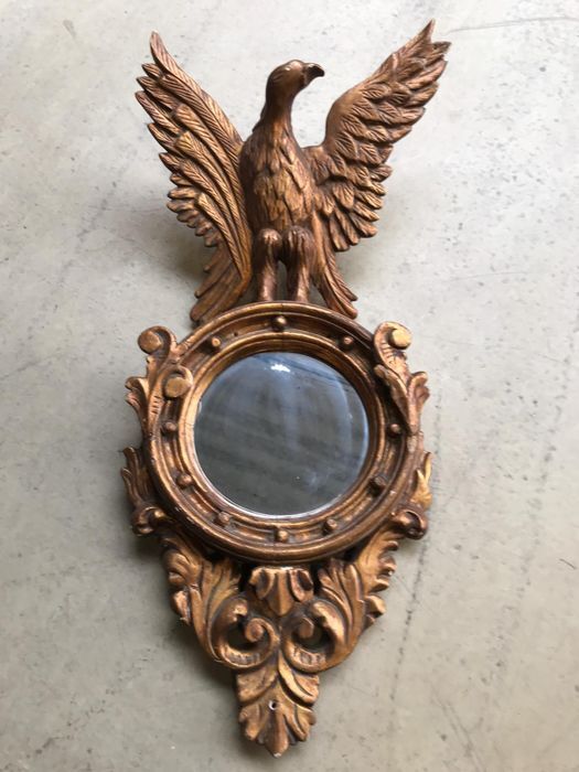 Empire gilded wooden mirror decorated with eagle  40x97cm