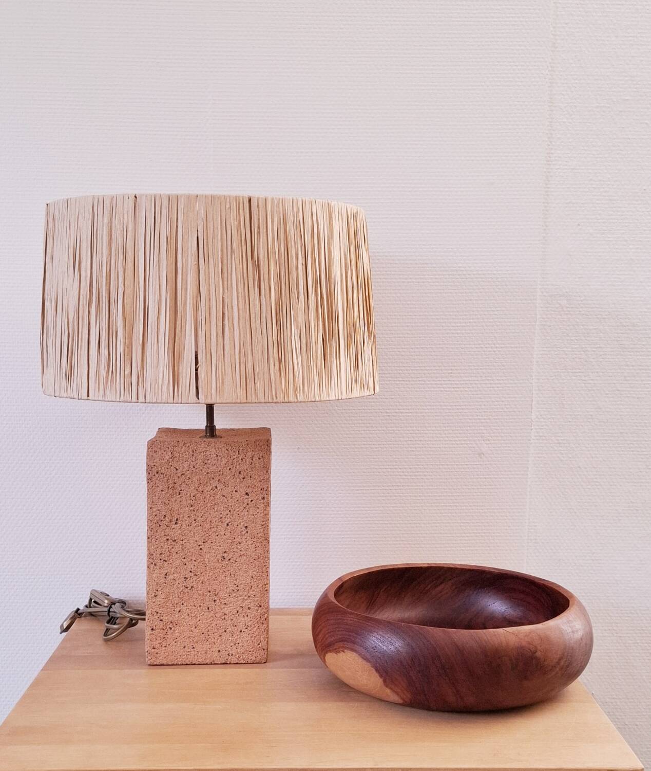 Large lamp in raw ceramic