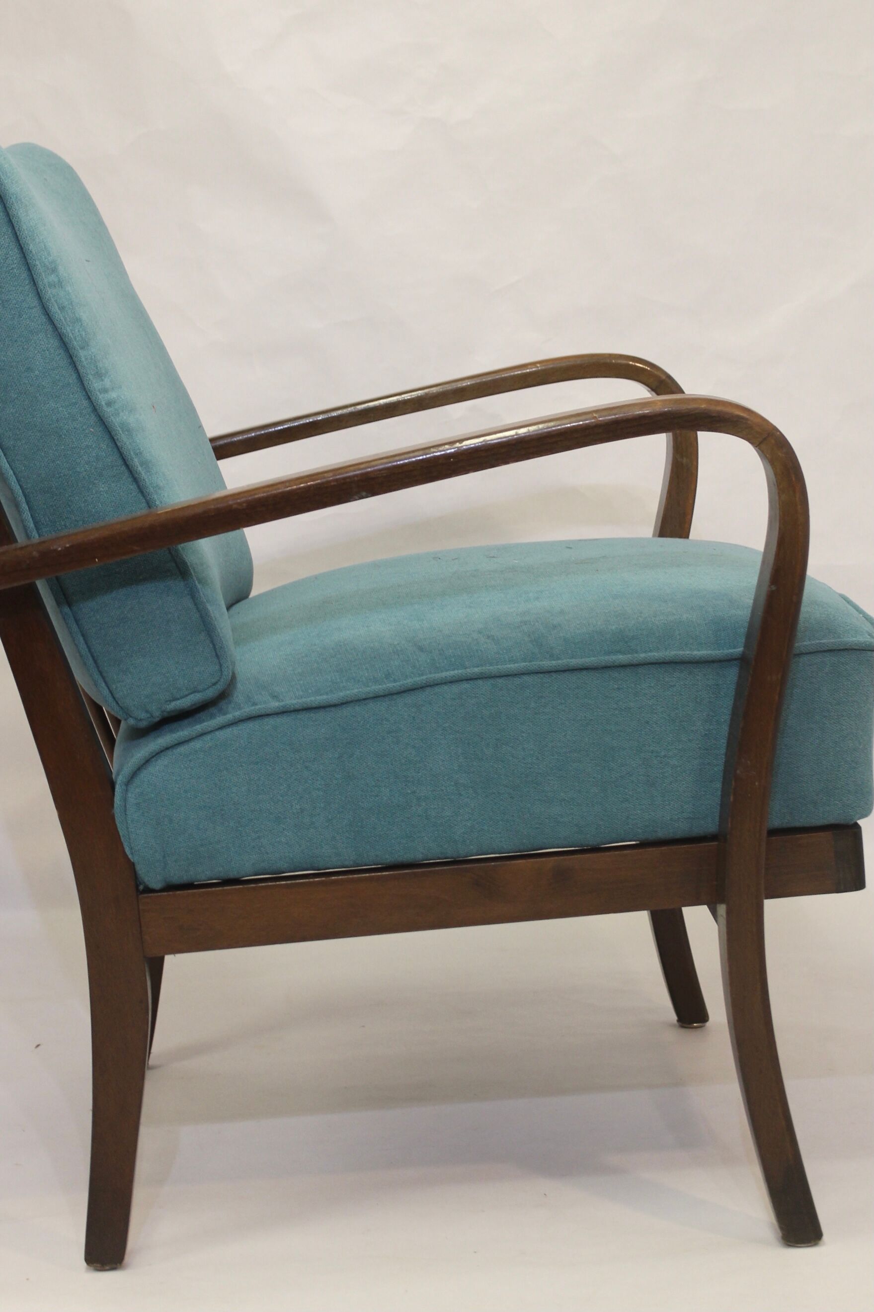 Art Deco curved wood armchair, 1950
