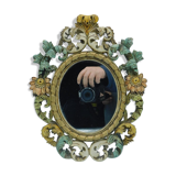 Plaster mirror with floral decoration 25x31cm