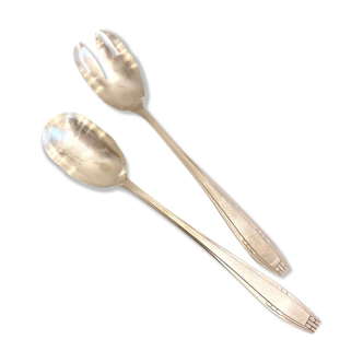Art deco salad covers silver metal