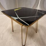 Table basse en laiton et verre