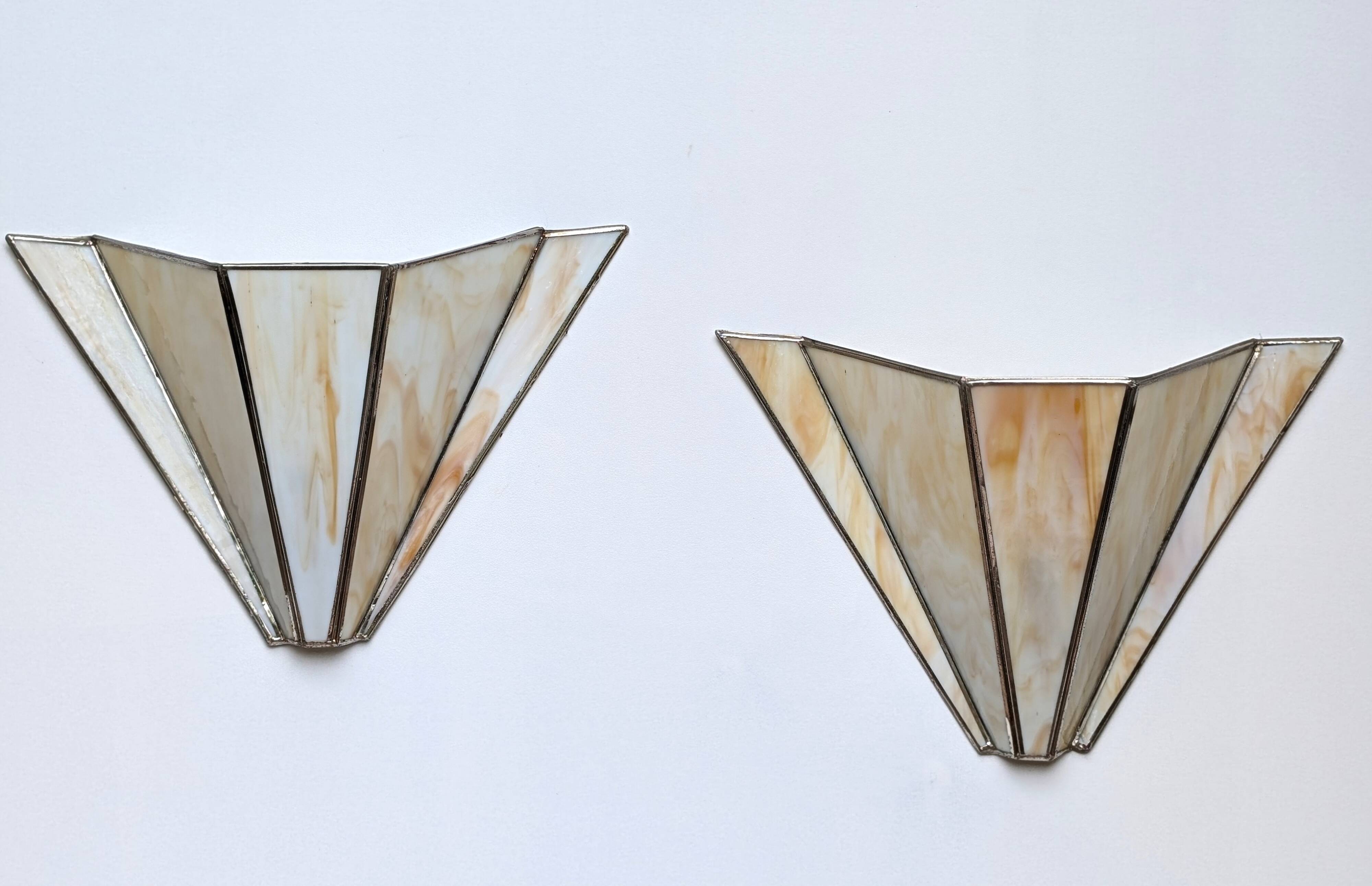 Pair of Art Deco glass paste wall lights