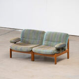 Pair of Scandinavian armchairs in teak and velvet, 1960