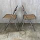 Paire de chaises pliantes chrome et cannage