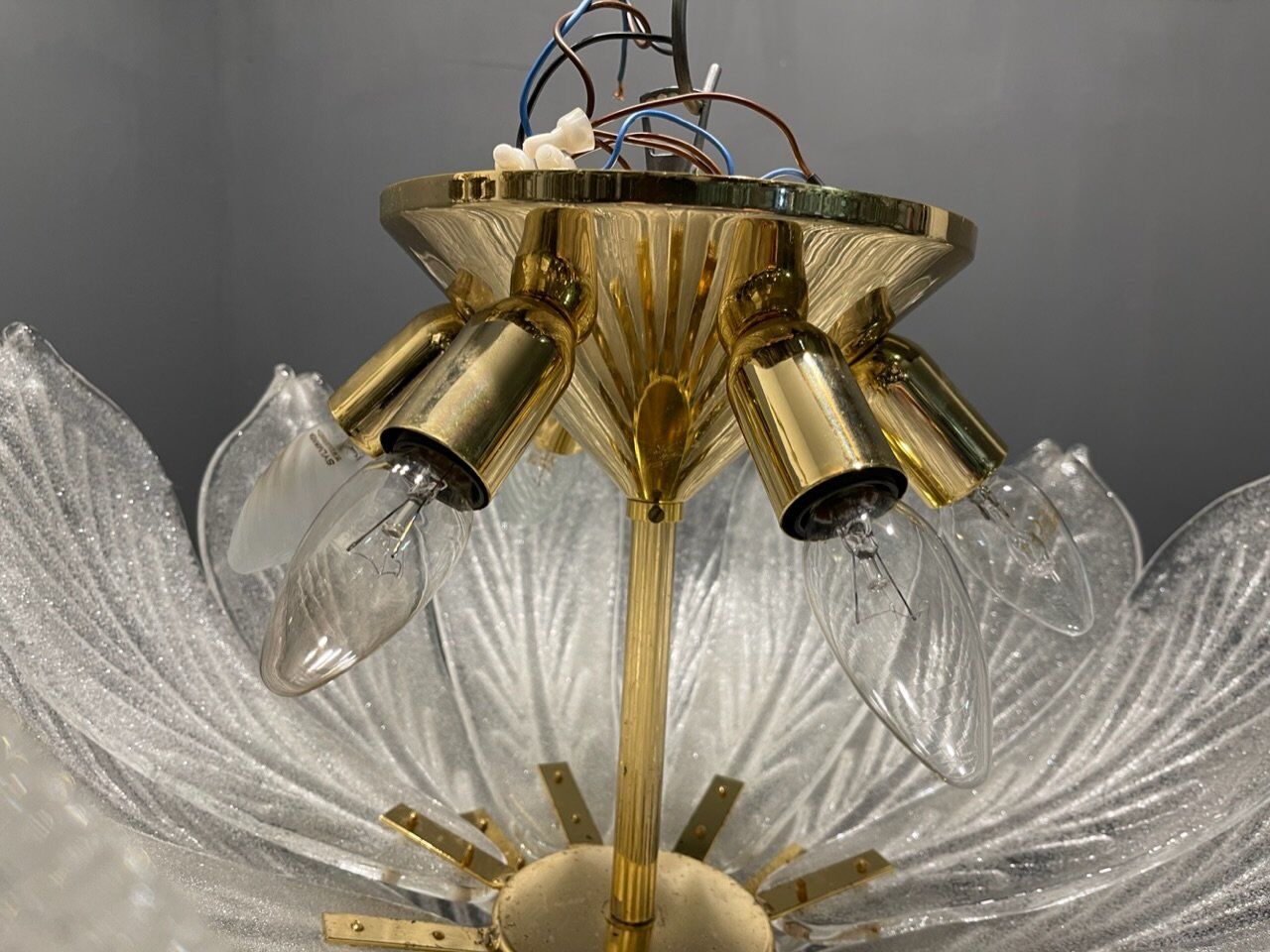 Venetian murano glass flush mount, 1980s