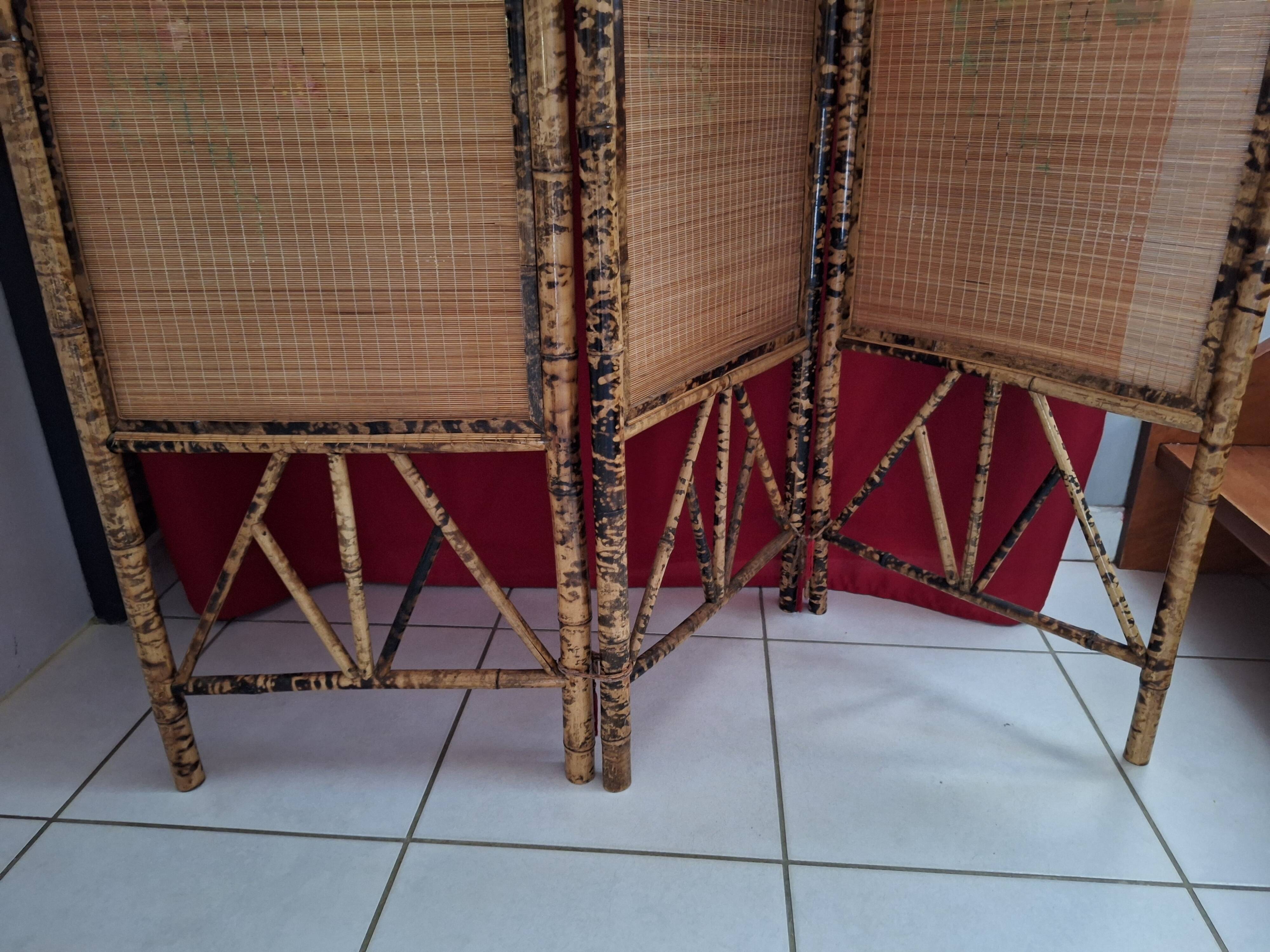 Paravent en bambou decor asiatique