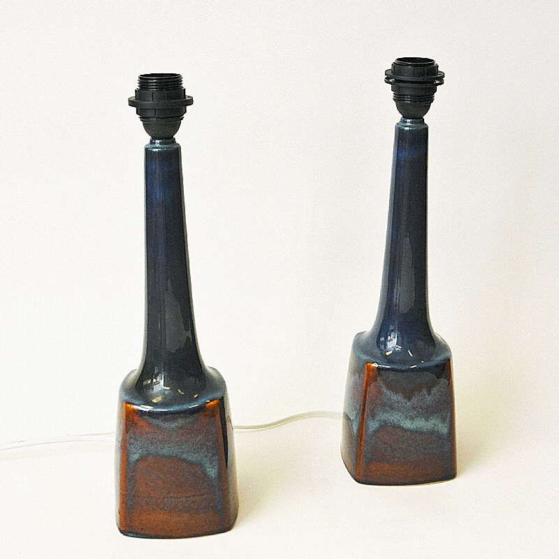 Danish ceramic tablelamp pair Burgundia by Søholm Keramik, Bornholm 1970s