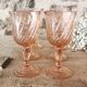 6 Vintage pink stemmed glasses, Rosaline Luminarc