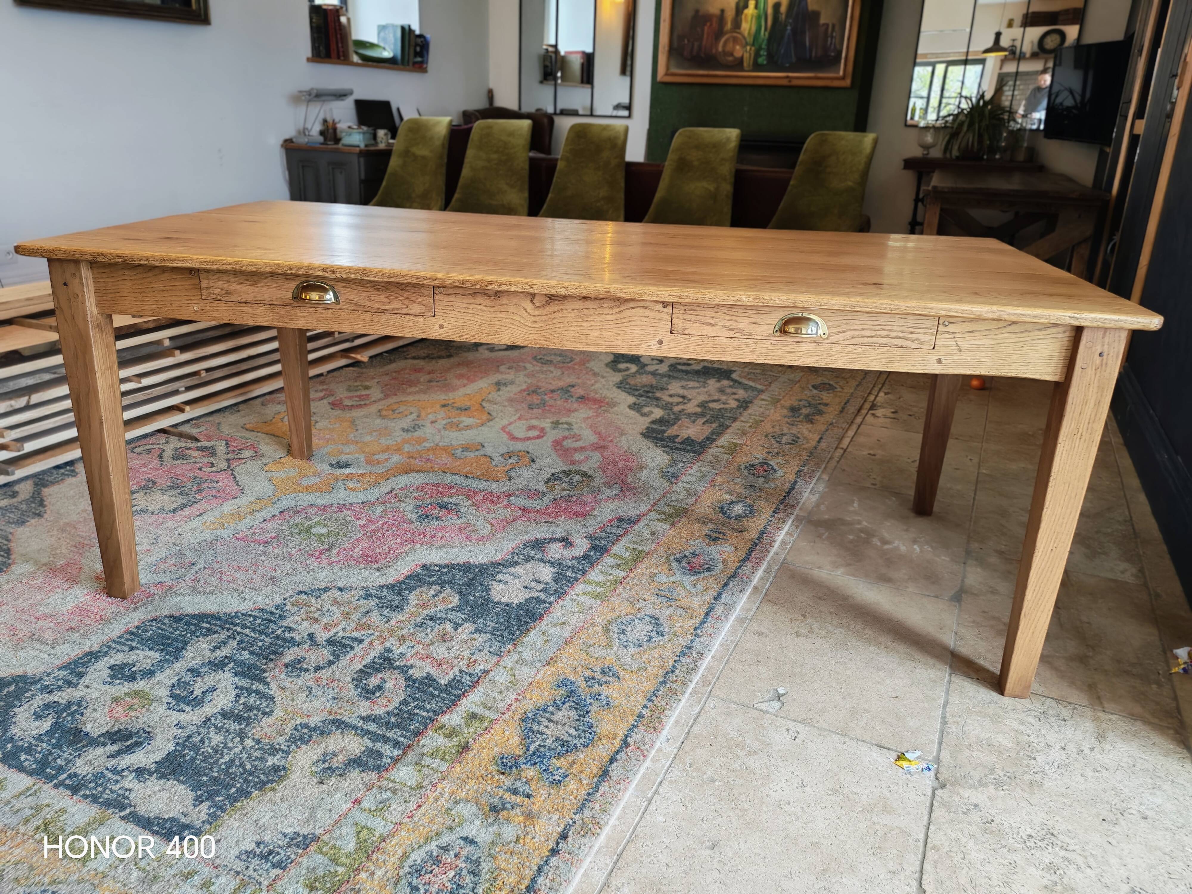 Table de ferme en chêne massif 200x100 avec sa rallonge de 60x100