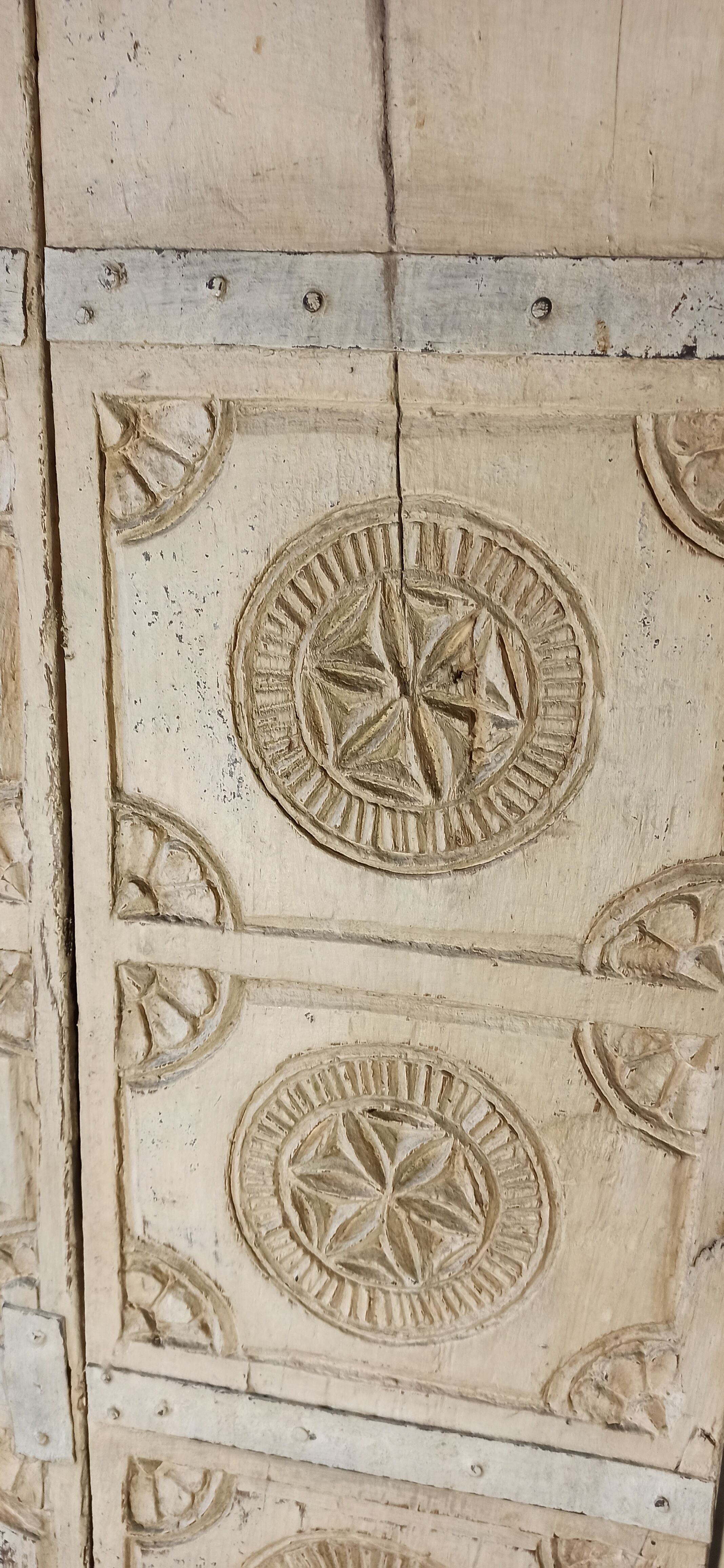 Old white wooden door