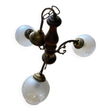 Chandelier pendant lamp with glass globes - 3 globes