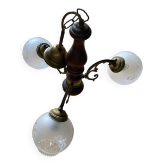 Chandelier pendant lamp with glass globes - 3 globes