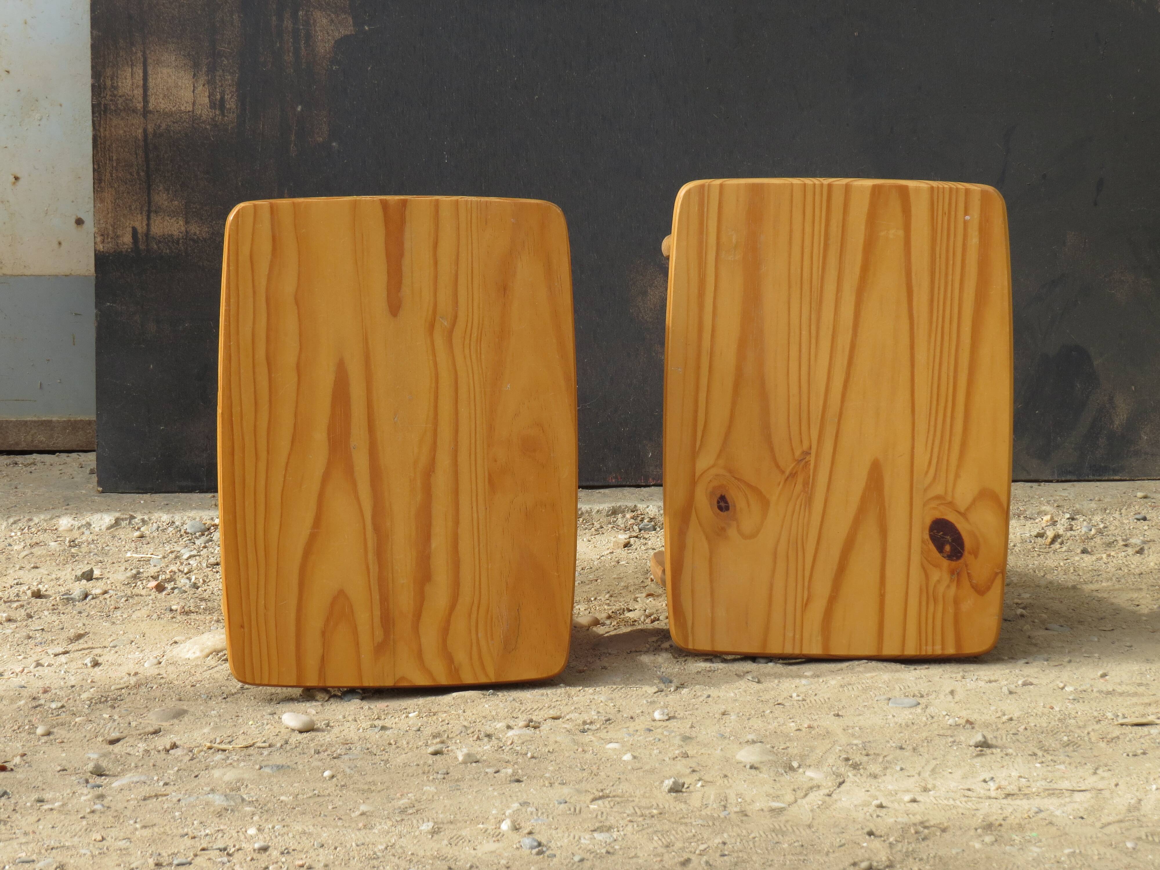 Pair of small pine tables