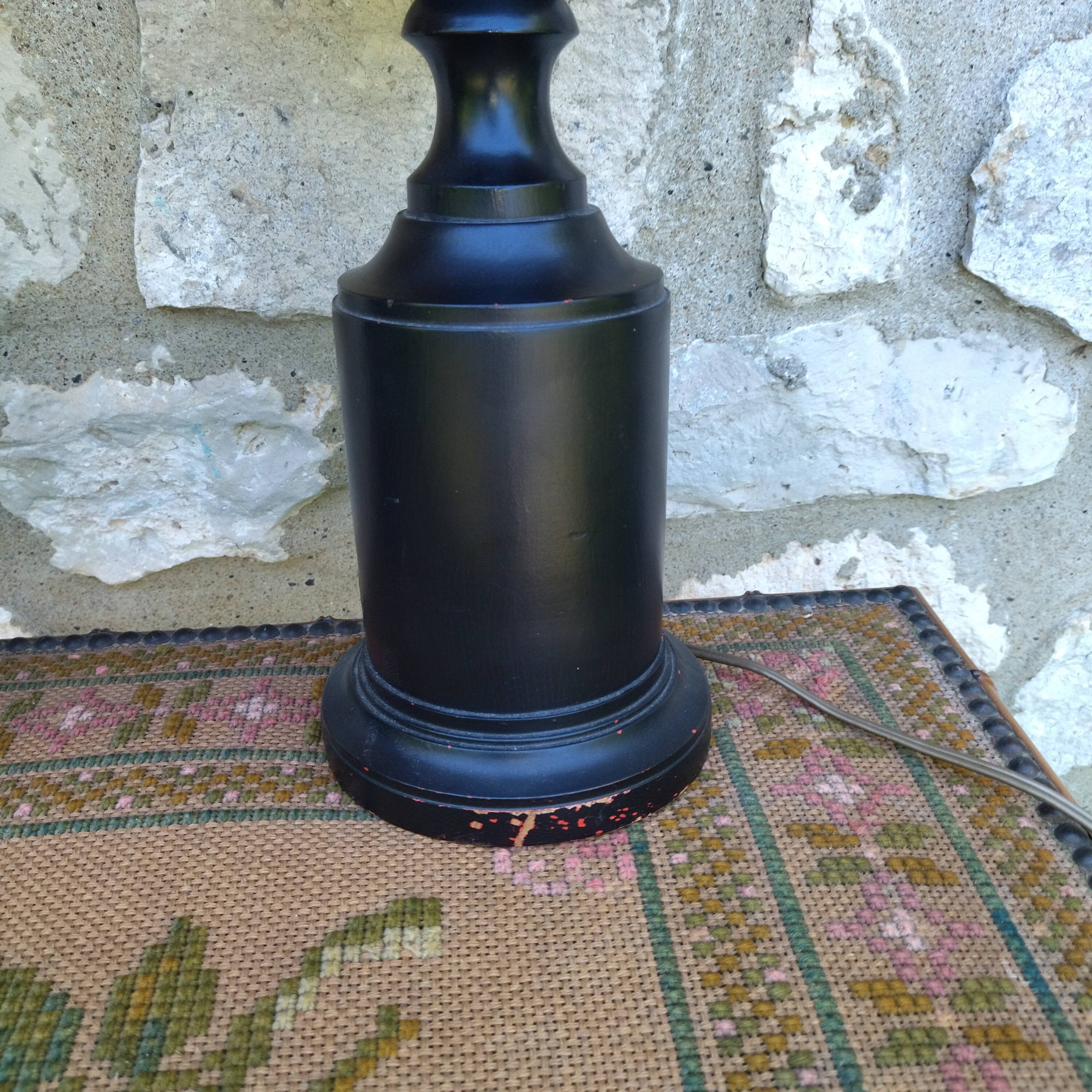 Pair of turned wooden lamps