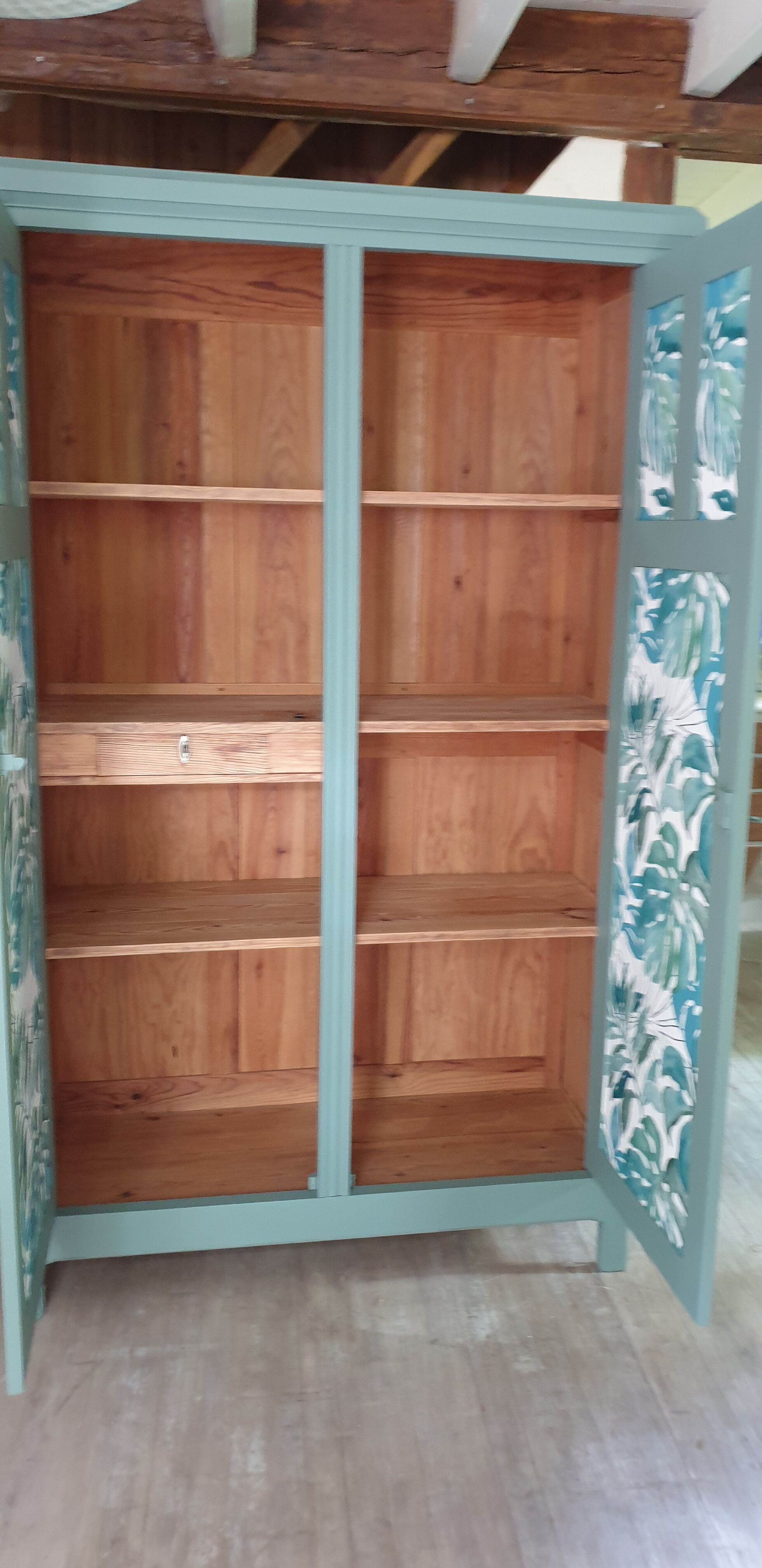 Green Parisian wardrobe of solid wood grey