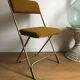 Vintage folding chair lafuma chantazur with striped gold fabric