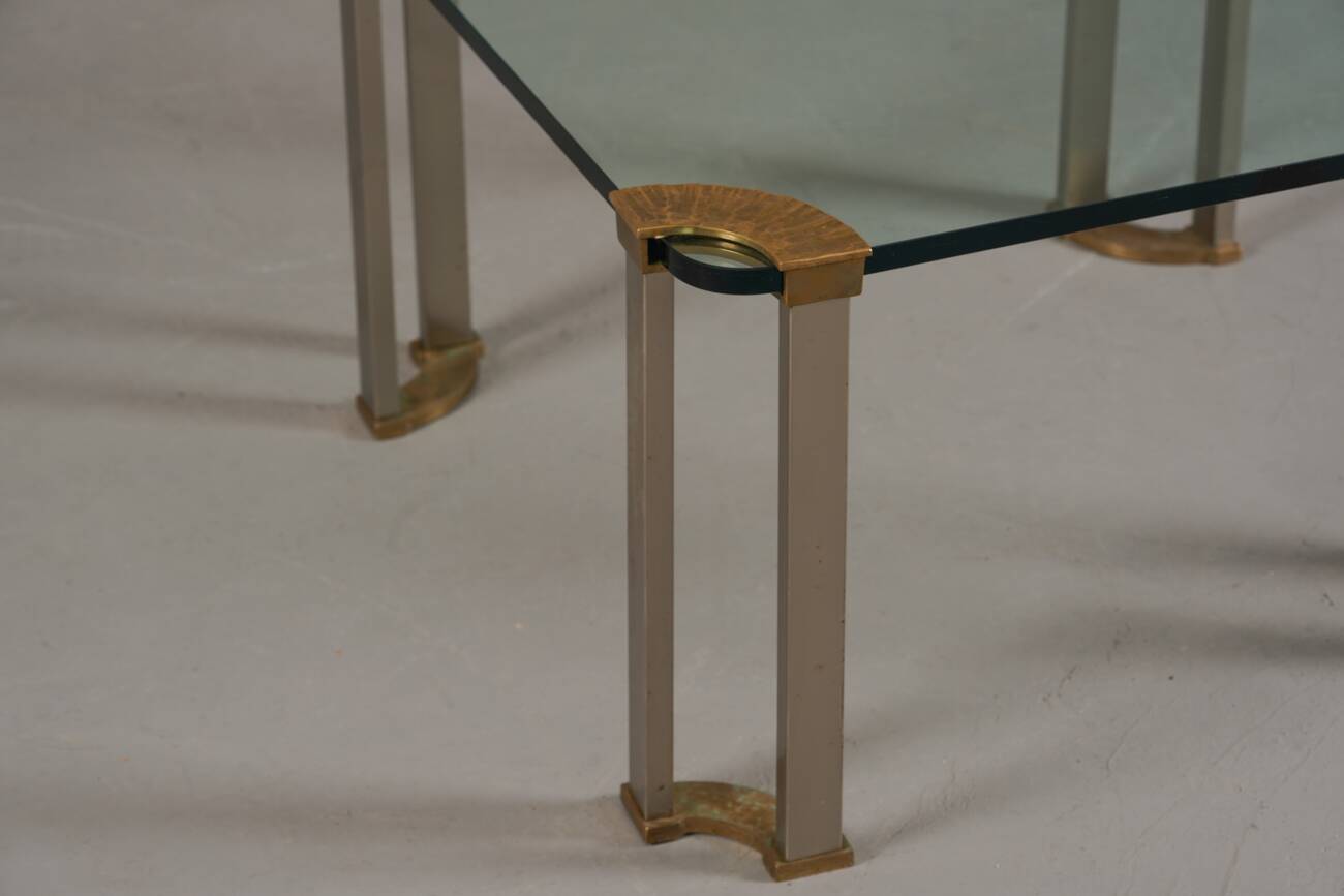 Vintage bronze and glass small coffee table by Peter Ghyczy, Germany 1970s