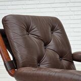 1970s, Norwegian armchair by Jon Hjortdal, furniture leather, bent wood.