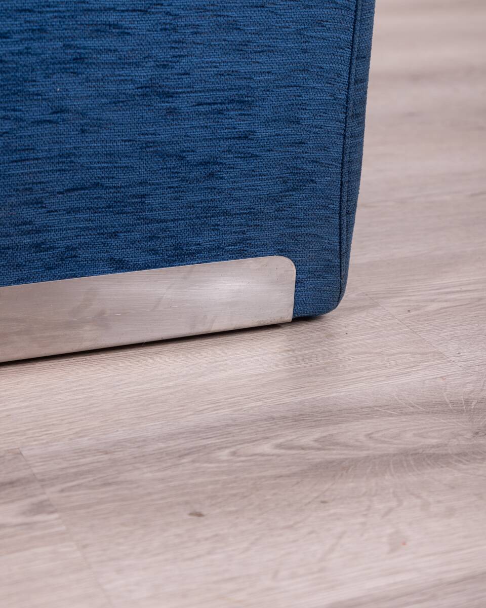 Vintage coffee table from the 70s, blue fabric, tasty designs