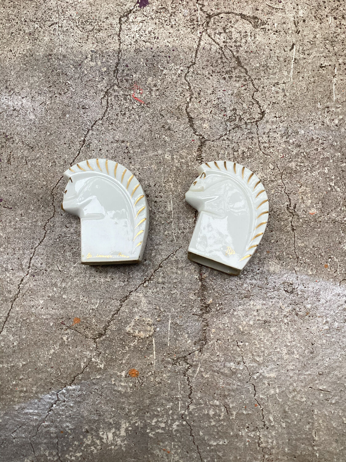 Pair of ceramic squirrels from Limoges signed Rys