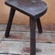Old farmhouse stool in solid wood, brutalist & authentic, circa 1970's
