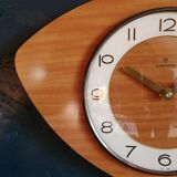 Vintage formica clock silent wall clock "Junghans mahogany"