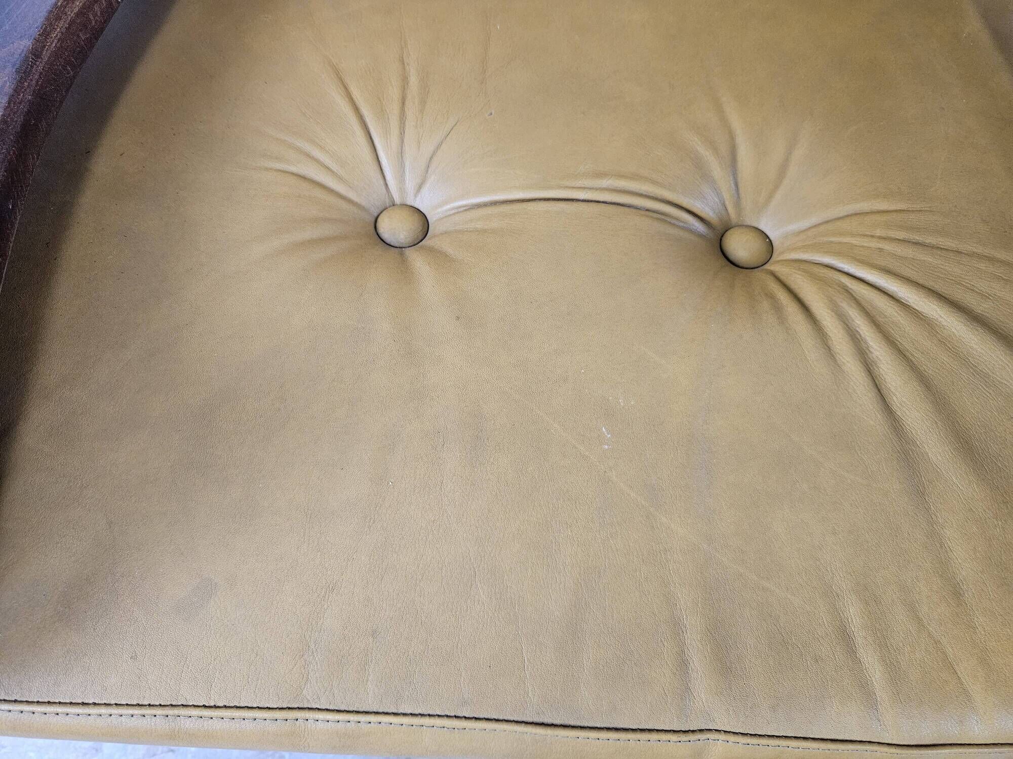 1980s leather and solid wood armchairs