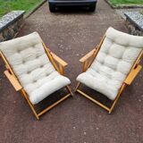 Gillis Lundgren (1929-2016) - Pair of folding armchairs with 3 variable positions - Kontiki model