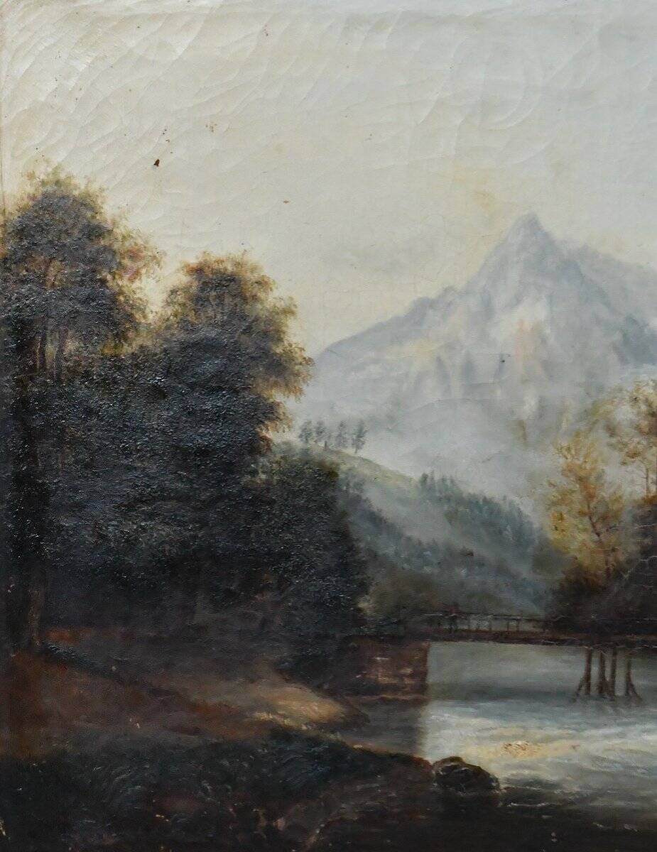 Oil on canvas House by the river