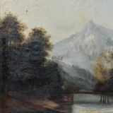 Oil on canvas House by the river