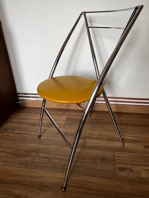 Yamakado chair, chrome and yellow skai