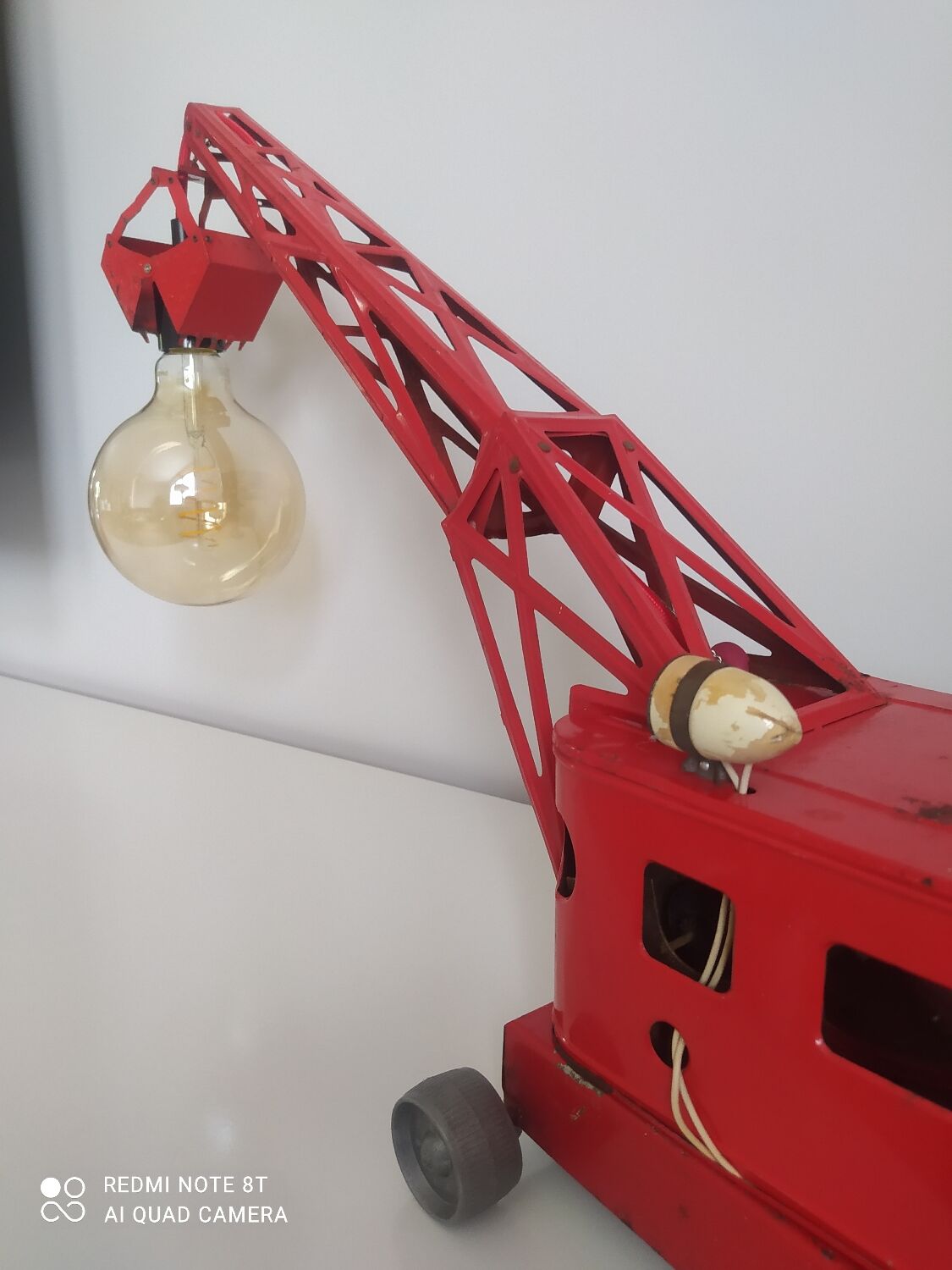 Vintage old metal toy lamp with bulbs