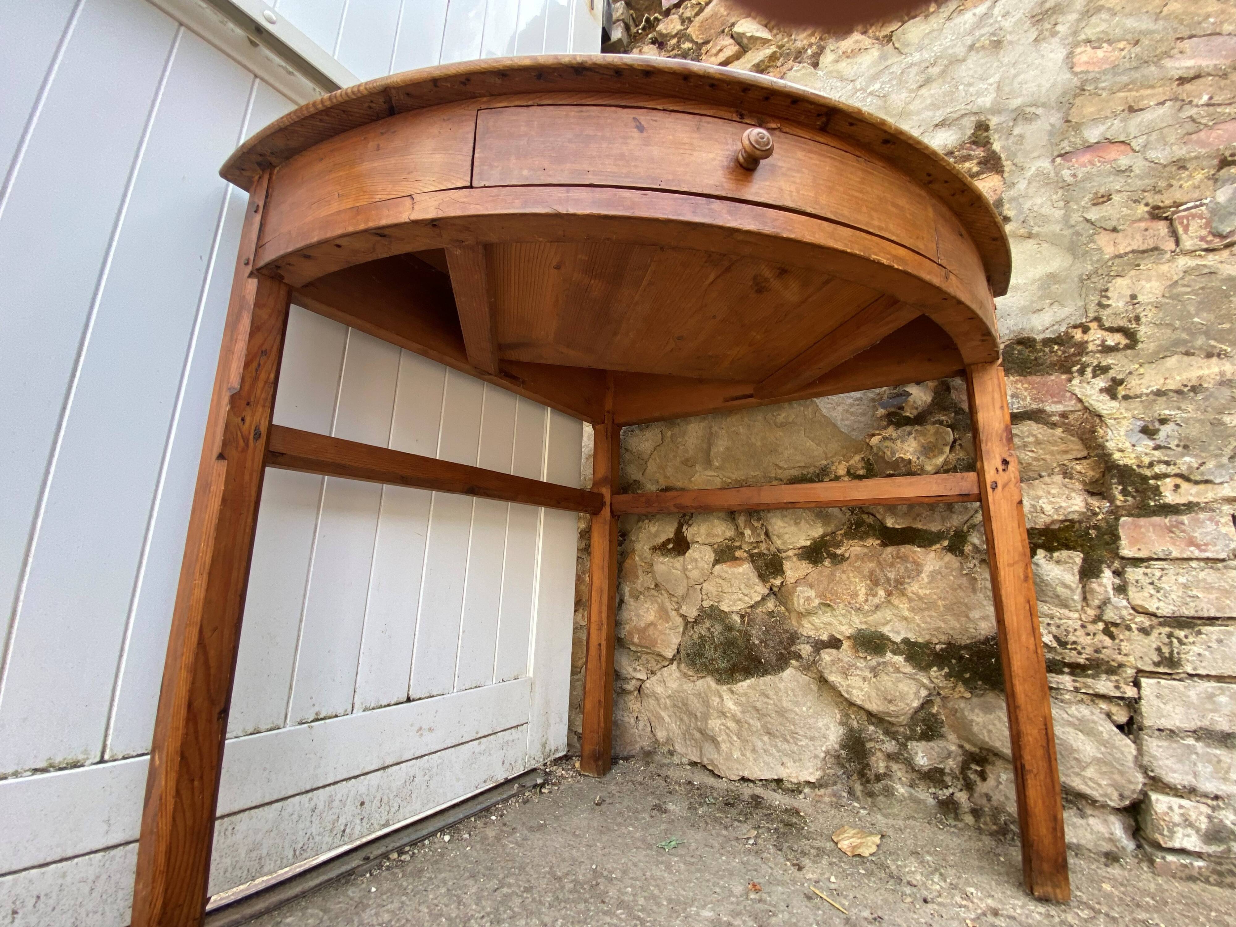 Solid wood corner desk table with 1 drawer
