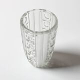 Vintage Clear Pressed Glass Vase / Bohemia Glass / 1950s
