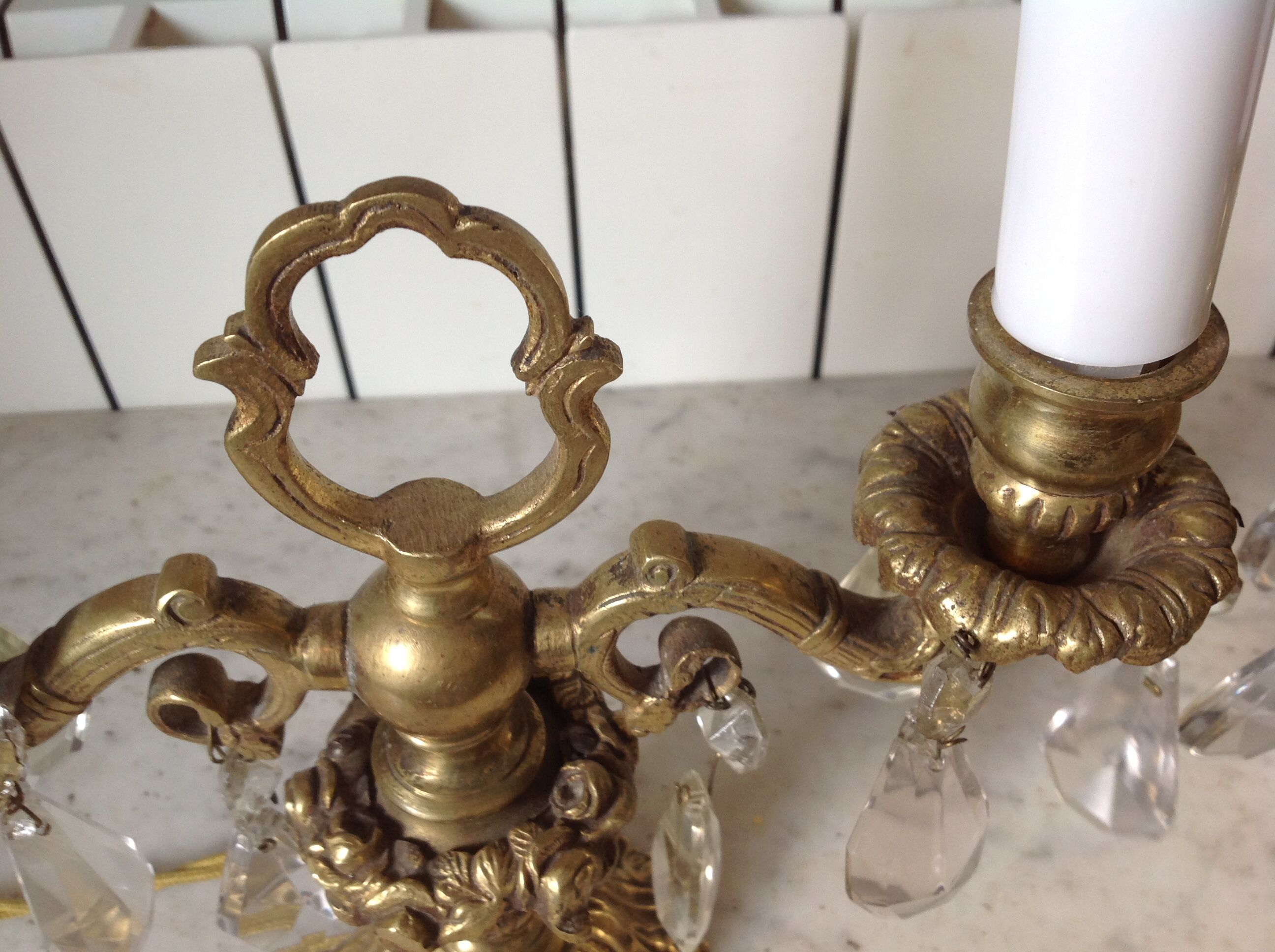 Paire de girandoles anciennes en bronze, vers 1900.