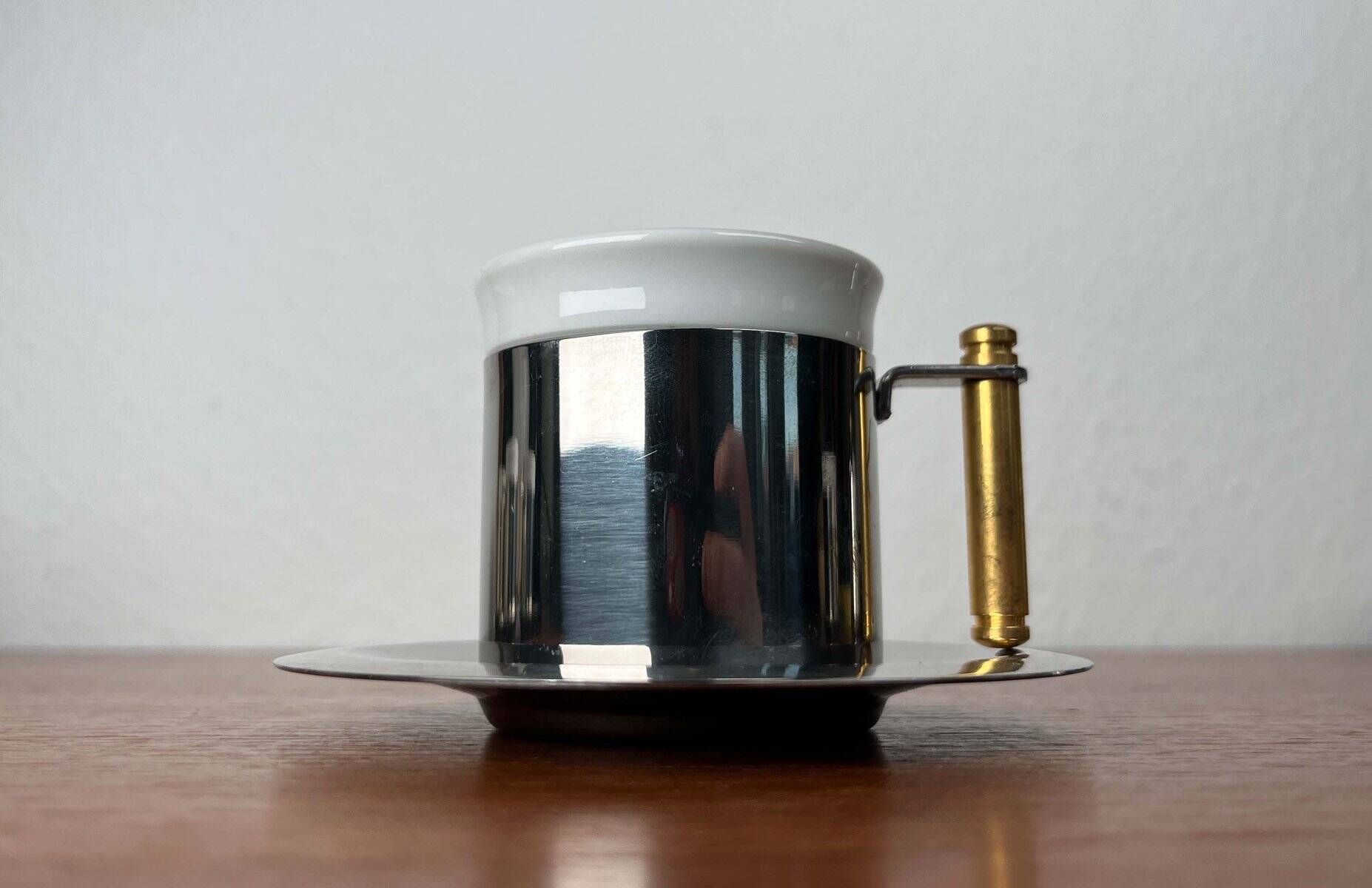 Espresso cups and saucers from the Italian postmodern Lavazza Oro series by Balzano, 1980s, set of 7.