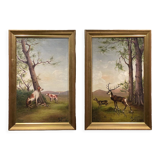 Duo paintings in oil on canvas