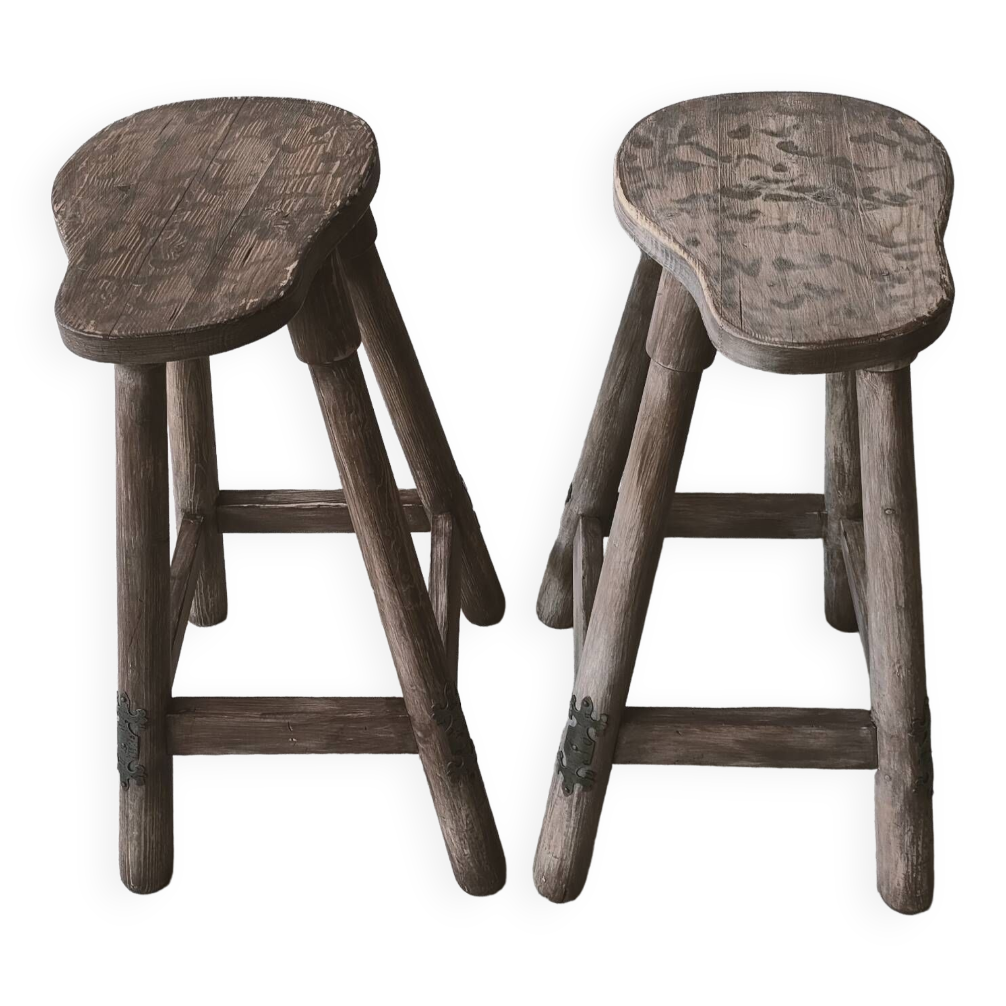 Pair of rustic high stools