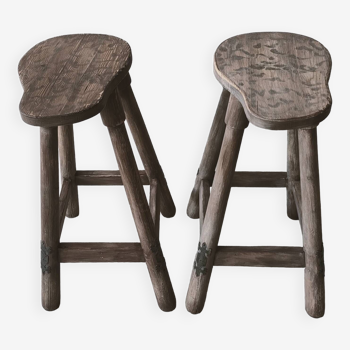 Pair of rustic high stools