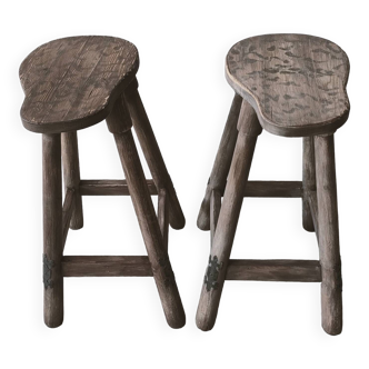 Pair of rustic high stools