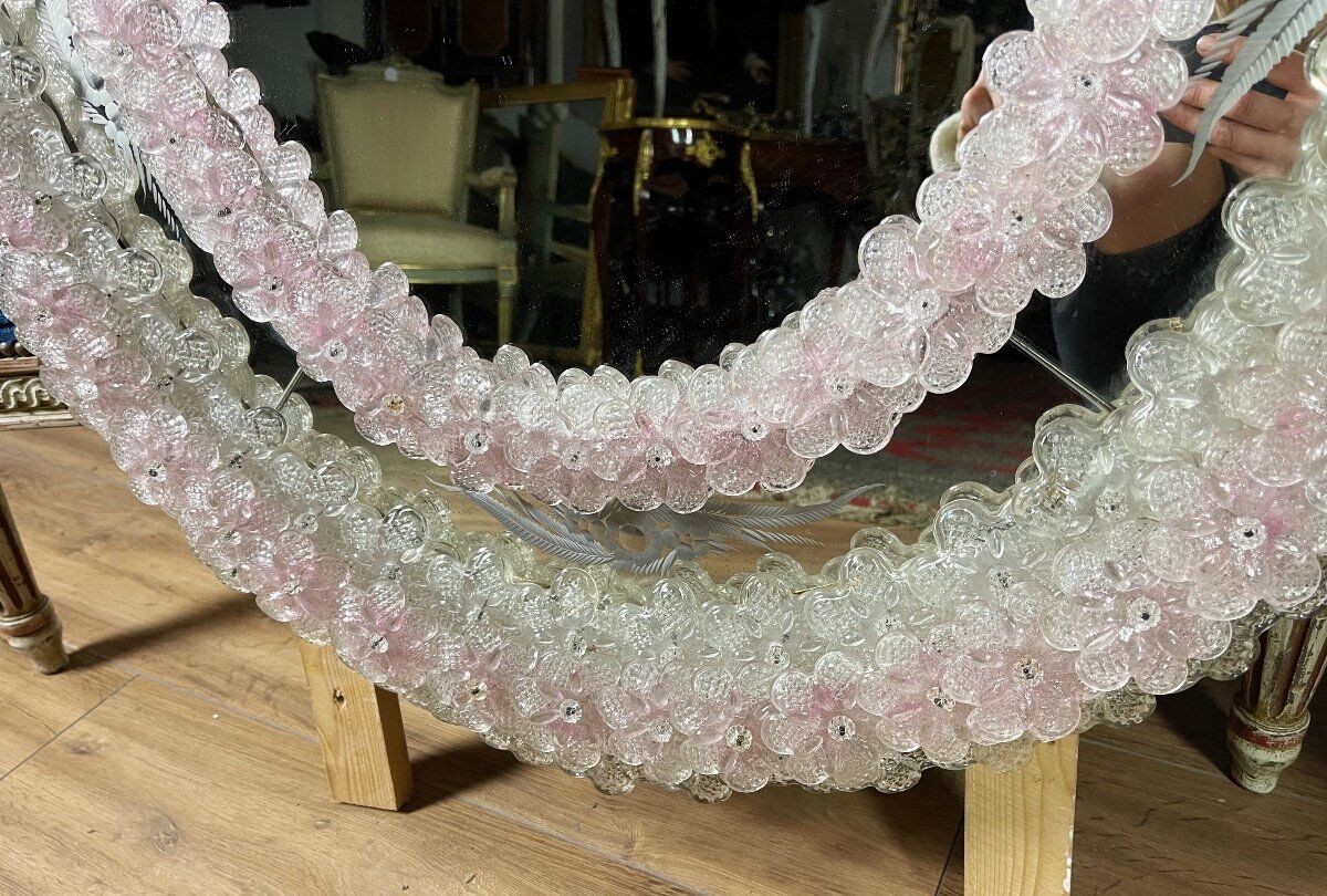 Oval Venice mirror from the 50s in Murano glass