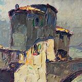 Tableau signé Louis PASTOUR 1876-1948 Vue du pont de Sospel (Provence)