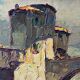 Painting signed Louis PASTOUR 1876-1948 View of the bridge of Sospel (Provence)