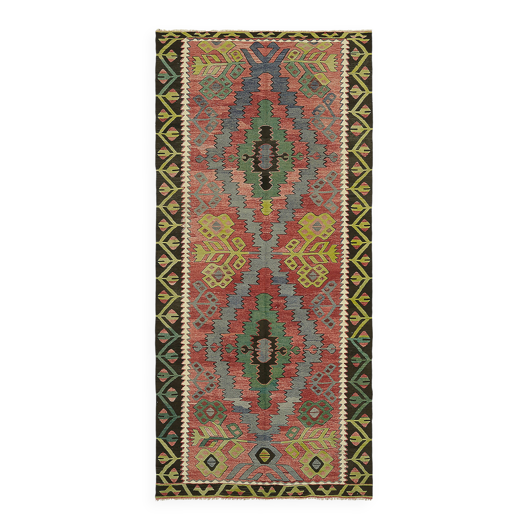 Turkish Handmade Vintage Anatolian Kilim 143 cm x 300 cm