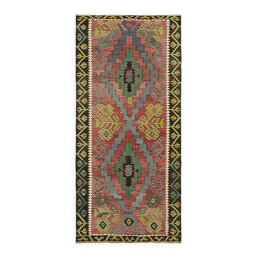 Turkish Handmade Vintage Anatolian Kilim 143 cm x 300 cm